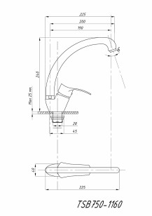 Смеситель для кухни хром x22.5x24 Tsarsberg TSB-750-1160