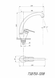 Смеситель для кухни хром 5.5x23x24 Tsarsberg TSB-750-1208