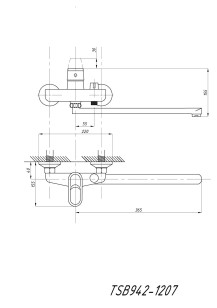 Смеситель для ванны и душа хром 22x36.5 Tsarsberg TSB-942-1207