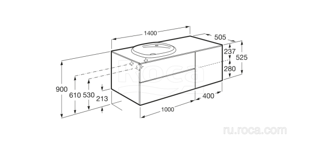 Тумба под раковину Roca Beyond 50.5x140x52.5 851393402