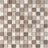 Мозаика Pixmosaic Каменная мозаика из мрамора White Wooden Dolomiti Bianco Athens Grey на сетке 30.5x30.5 PIX279