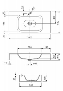 Раковина из литьевого мрамора консольная Cezares Titan 80x53 TITAN-800-LVB-SOSPESO