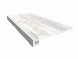Ступень Estima Spanish Wood White неполированная (прямоугольный бортик + подступенок) 33x120 SP00
