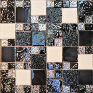 Мозаика Pixmosaic Glass Микс Черно-белый 30x30 МС 2233
