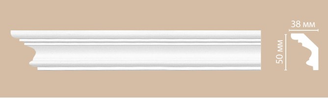 Плинтус потолочный гладкий Decomaster 96686 (50x38x2400 мм)