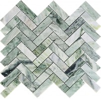 Мозаика Pixmosaic Каменная мозаика из мрамора Jet Green на сетке 28.2x31.7 PIX320