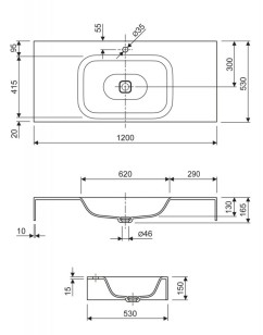 Раковина из литьевого мрамора консольная Cezares Titan 90x53 TITAN-900-LVB-SOSPESO