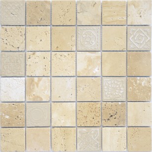 Мозаика Caramelle Mosaic Art Stone Travertino Beige Mat 30x30