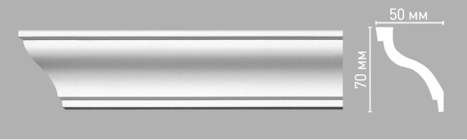 Плинтус потолочный гладкий Decomaster 96212/70 (70x50x2400 мм)