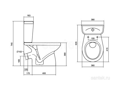 Унитаз-компакт Santek Анимо 63.5x38x74.5 1WH302137