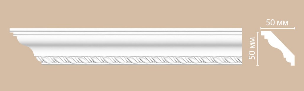 Плинтус потолочный с рисунком Decomaster 95638 (50x50x2400 мм)