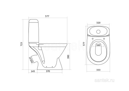 Унитаз-компакт Santek Римини 57.7x33.3x72.3 1WH111758