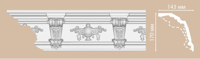 Плинтус потолочный с рисунком Decomaster DT9885 (140x170x2400 мм)