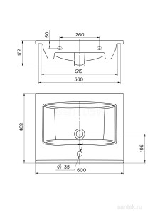 Раковина Santek Элина 46.8x60x17.2 1WH501606