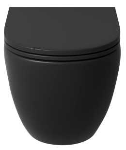 Унитаз Grossman черный матовый подвесной безободковый с тонкой крышкой 490x370x360 GR-4455BMSQ