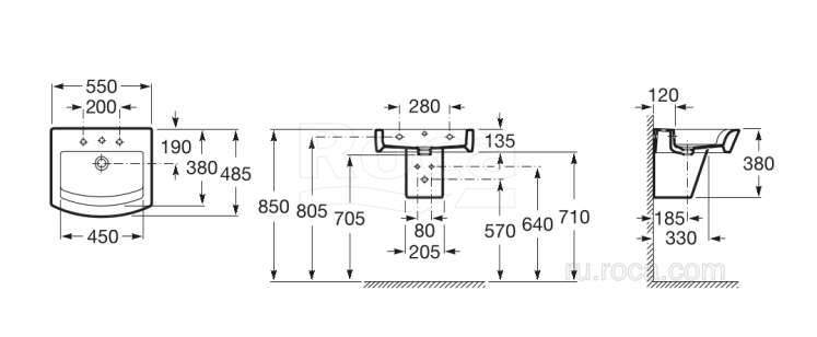 Раковина Roca Hall 48.5x55x13.5 32788100N