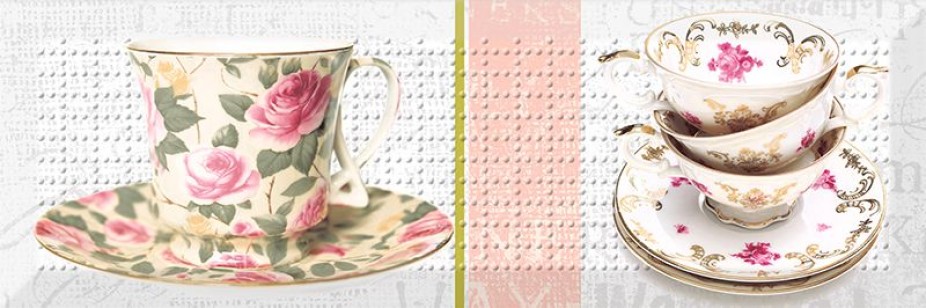 Декор Absolut Keramika Monocolor Biselado Decor Tea Flowers 02 KL 10x30 AK1013