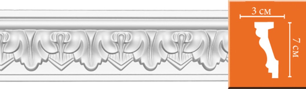 Плинтус потолочный с рисунком Decomaster 95214F гибкий (70x30x2400 мм)