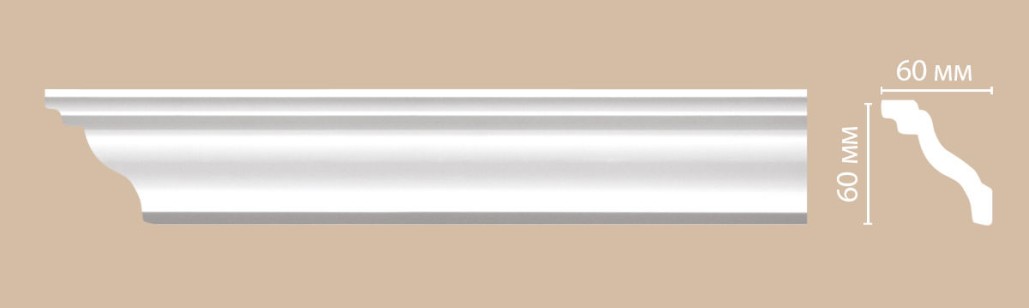 Плинтус потолочный гладкий Decomaster 96105 (60x60x2400 мм)