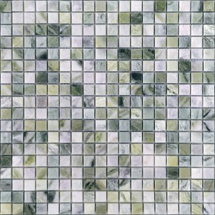Мозаика Caramelle Mosaic Pietrine 7 mm Onice Verde Oliva Pol 30.5x30.5 1.5x1.5