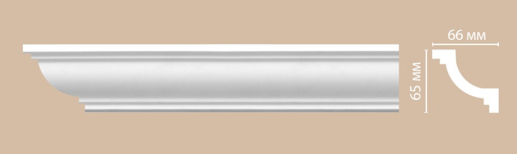Плинтус потолочный гладкий Decomaster 96673 (65x66x2400 мм)