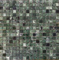 Мозаика Pixmosaic Каменная мозаика из мрамора Spider Green на сетке 30.5x30.5 PIX308