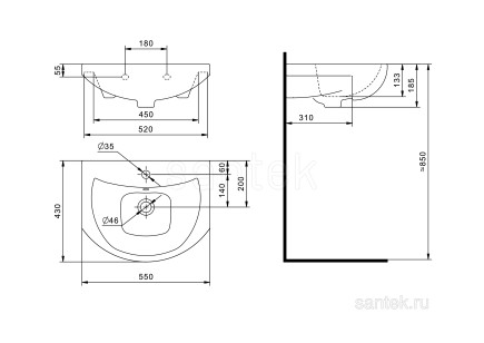 Раковина Santek Балтика 1WH501702