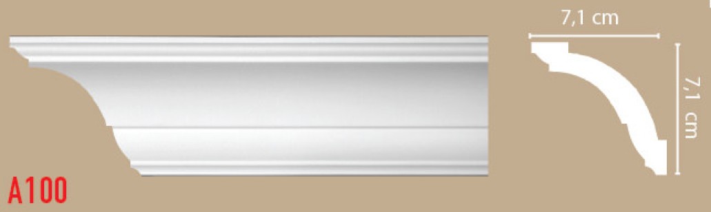 Плинтус потолочный Decomaster Артпрофиль A100 (71x71x2000 мм)