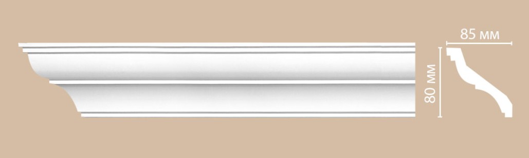 Плинтус потолочный гладкий Decomaster 96120F гибкий (80x85x2400 мм)