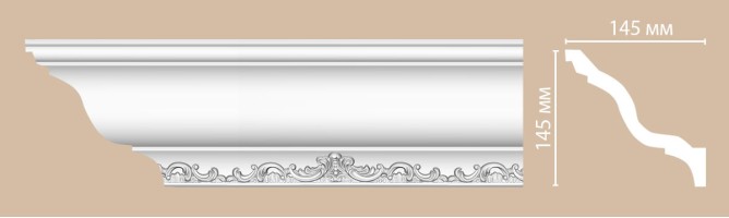 Плинтус потолочный с рисунком Decomaster 95697 (145x145x2400 мм)