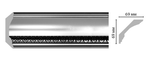 Плинтус потолочный с рисунком Decomaster 100C-63ШК/14 ШК/14 (69x69x2400 мм)