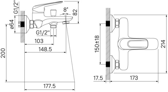 Смеситель для ванны Iddis Male MALSB00i02WA