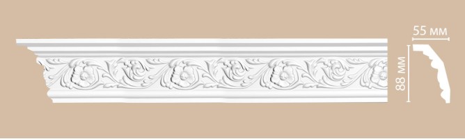Плинтус потолочный с рисунком Decomaster 95323F гибкий (88x55x2400 мм)