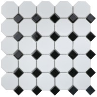Мозаика Starmosaic Geometry Octagon Small White Black Matt 29.5x29.5