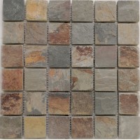 Мозаика Pixmosaic Каменная мозаика из сланца Slate Rusty на сетке 30.5x30.5 PIX300