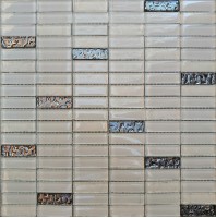 Мозаика Pixmosaic Glass Микс Платина 1.5х4.8 30x30 МС 1086