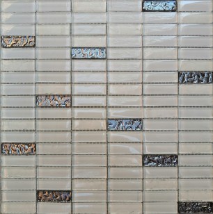 Мозаика Pixmosaic Glass Микс Платина 1.5х4.8 30x30 МС 1086