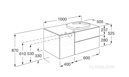 Тумба под раковину Roca Beyond 50.5x100x52.5 851409806