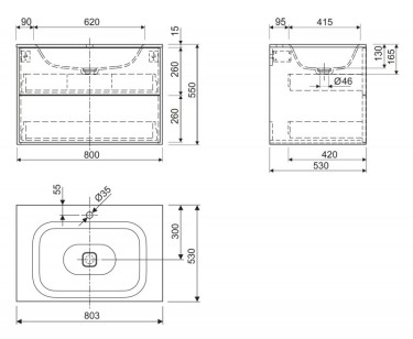 База под раковину Cezares Titan 80x53x55 Lava TITAN-II-800/530-2C-LAV