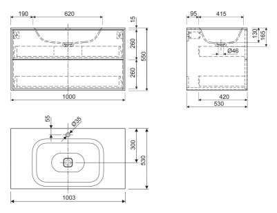 База под раковину Cezares Titan 80x53x55 Lava TITAN-II-800/530-2C-LAV