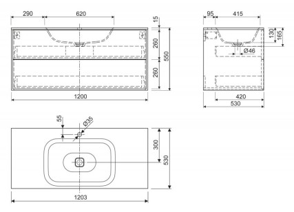 База под раковину Cezares Titan 80x53x55 Lava TITAN-II-800/530-2C-LAV