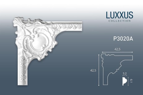 Угловой элемент молдинга Orac Decor Luxxus P3020A (4х42.5х42.5 см)