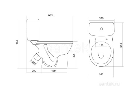 Унитаз-компакт Santek Бореаль 65.3x37x78 1WH301704