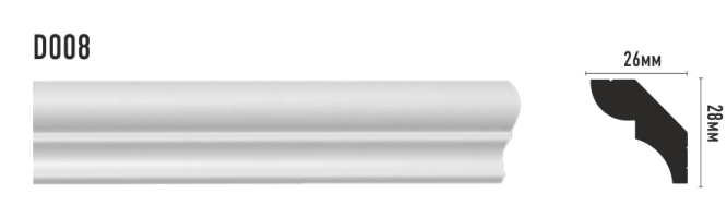 Плинтус потолочный Decomaster Дюропрофиль D008 ДМ (28x26x2000 мм)