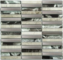 Мозаика NSmosaic Metal Series металл стекло камень 1.5x9.8 28.5x30 MS-622