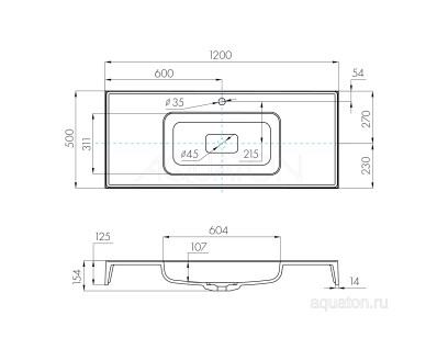 Раковина Акватон Ричмонд 50x120x14 1A70583KRD010