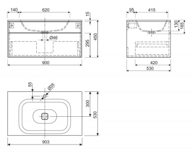 База под раковину Cezares Titan 90x53x45 Denim TITAN-I-900/530-1C-DEN