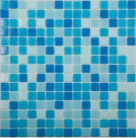 Мозаика NSmosaic Econom Series стекло бело-сине-голубой сетка 2х2 32.7x32.7 MIX2