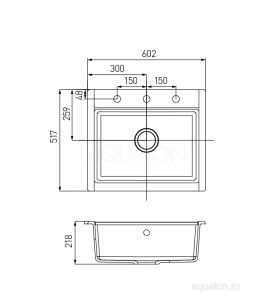 Мойка для кухни Акватон Делия 60 59.4x51x21.8 1A715232LD220