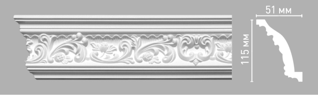 Плинтус потолочный с рисунком Decomaster-3 95104 (115х51х2400 мм)